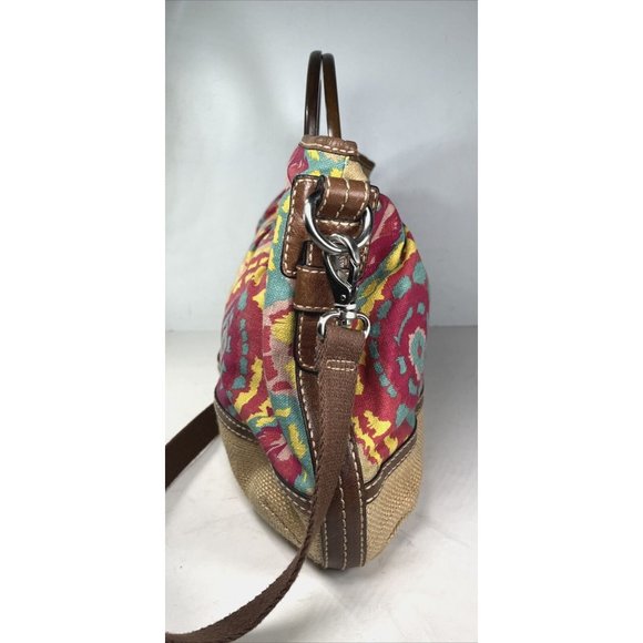 Fossil Fabric and Leather Geometric Floral Print Satchel Shoulder Bag - Picture 10 of 16